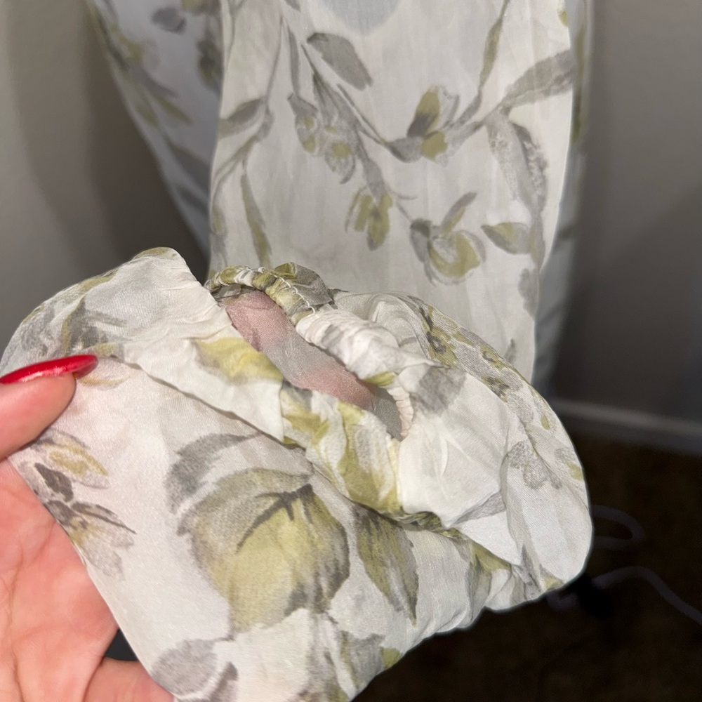Rosemarine 100% Silk Floral Balloon Hem Blouse Made in Italy- Size Medium - Picture 7 of 11
